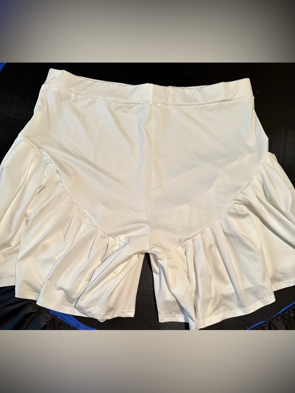 White Ruffle Tennis Skort with Flared Hem